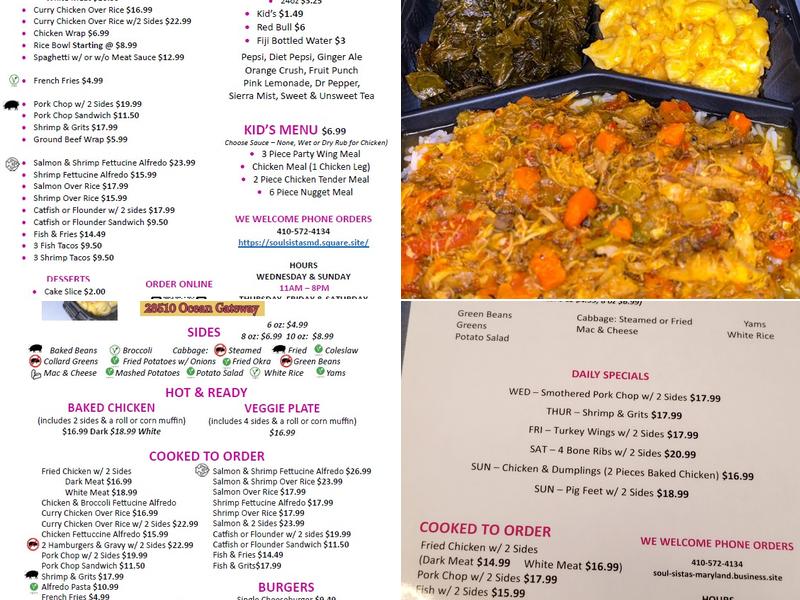 Soul Sista's Restaurant & Lounge Menu