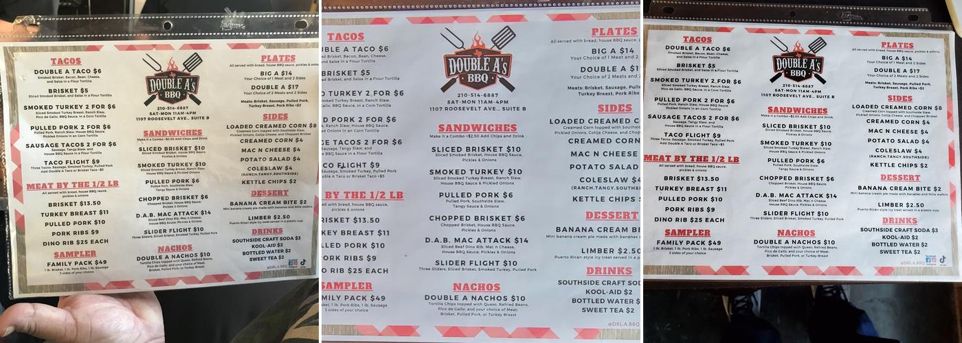 Double A Menu