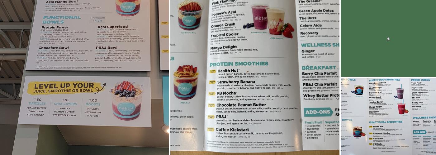 Nekter Juice Bar Menu