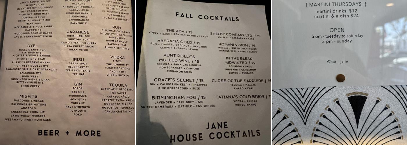 Jane Menu