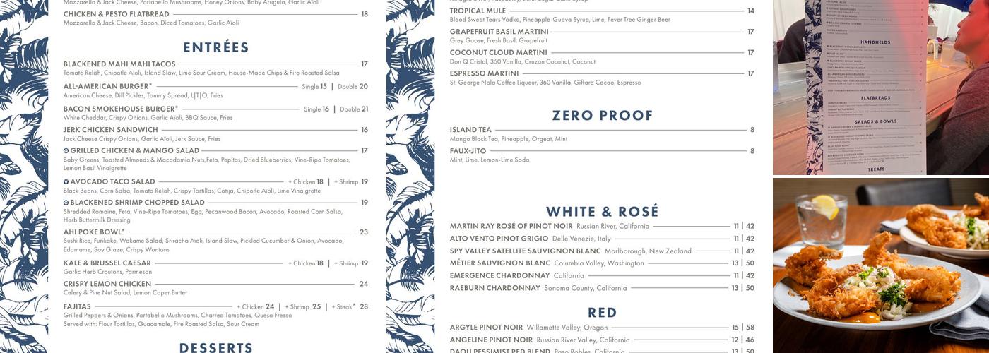 Tommy Bahama Marlin Bar & Store Menu