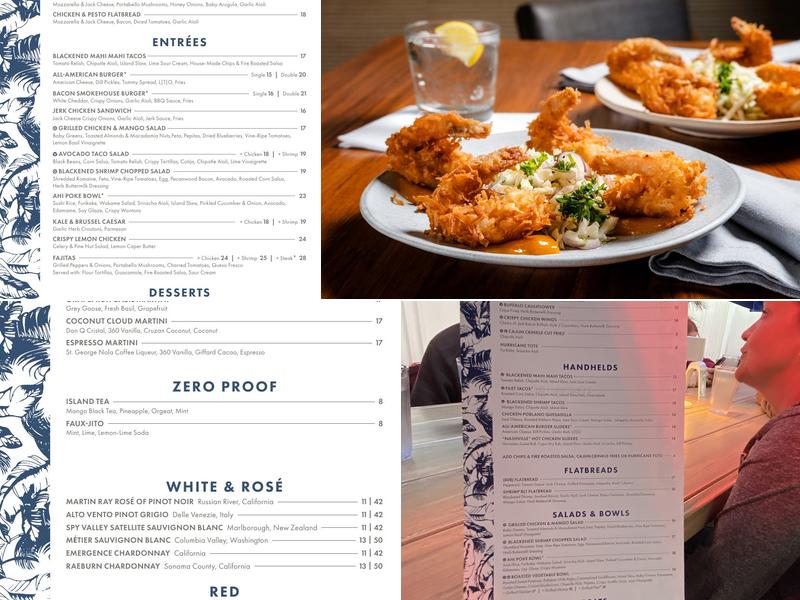 Tommy Bahama Marlin Bar & Store Menu