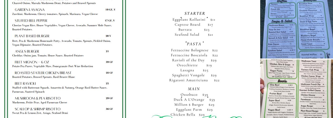 Organic Farmer's Table Menu