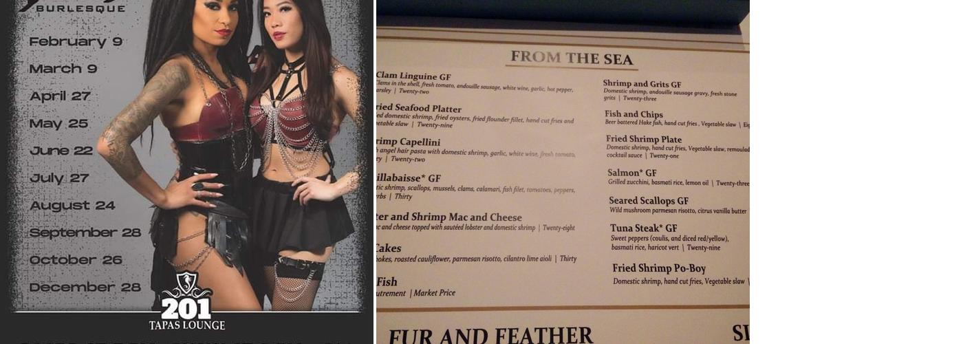 201 Tapas Lounge Menu