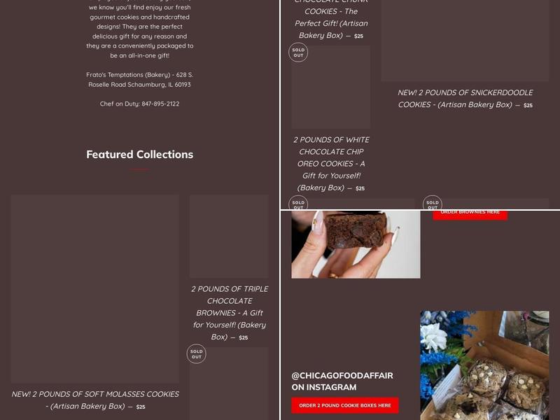 Frato's Temptations Bakery Menu