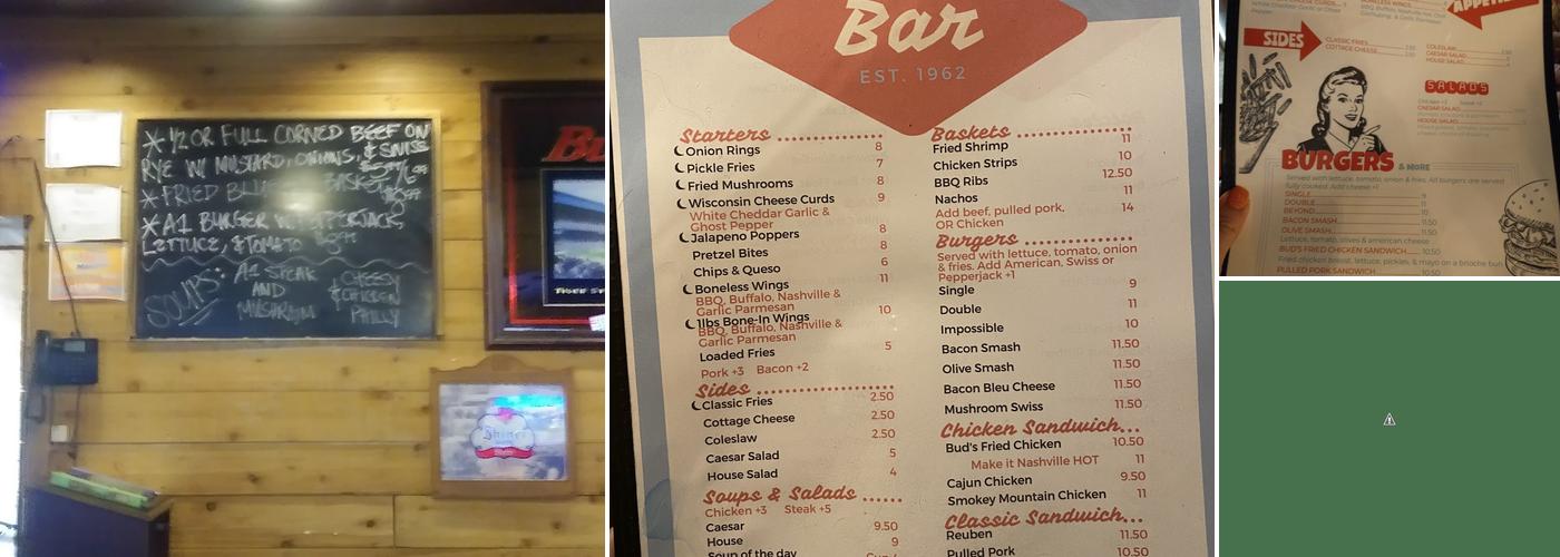 Bud's Bar Menu