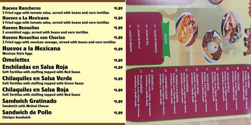 El Torito De San Marcos Menu