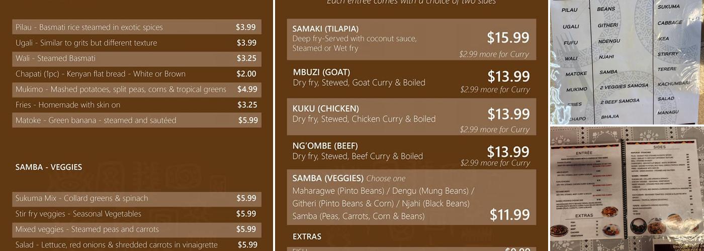 Safari Njema Menu