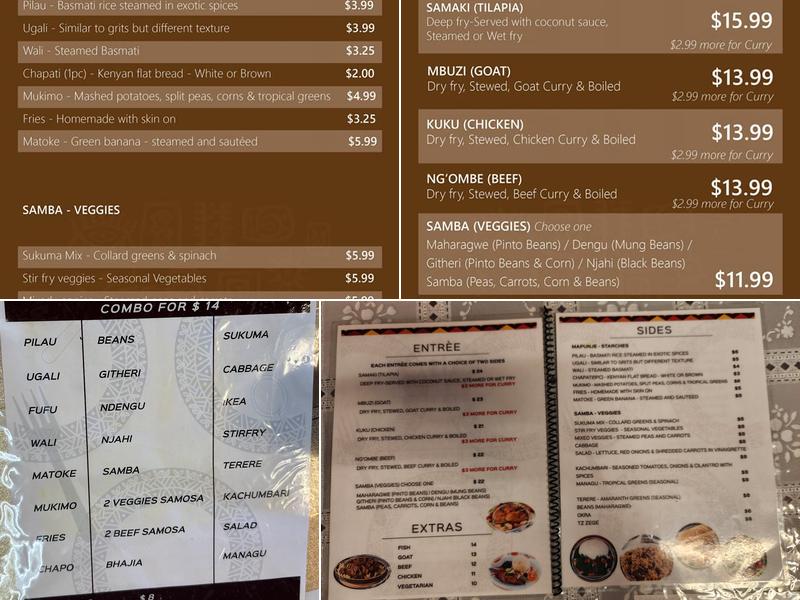 Safari Njema Menu