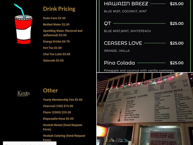 CARAVEL HOOKAH LOUNGE Menu