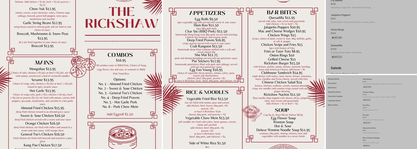 Rickshaw Menu