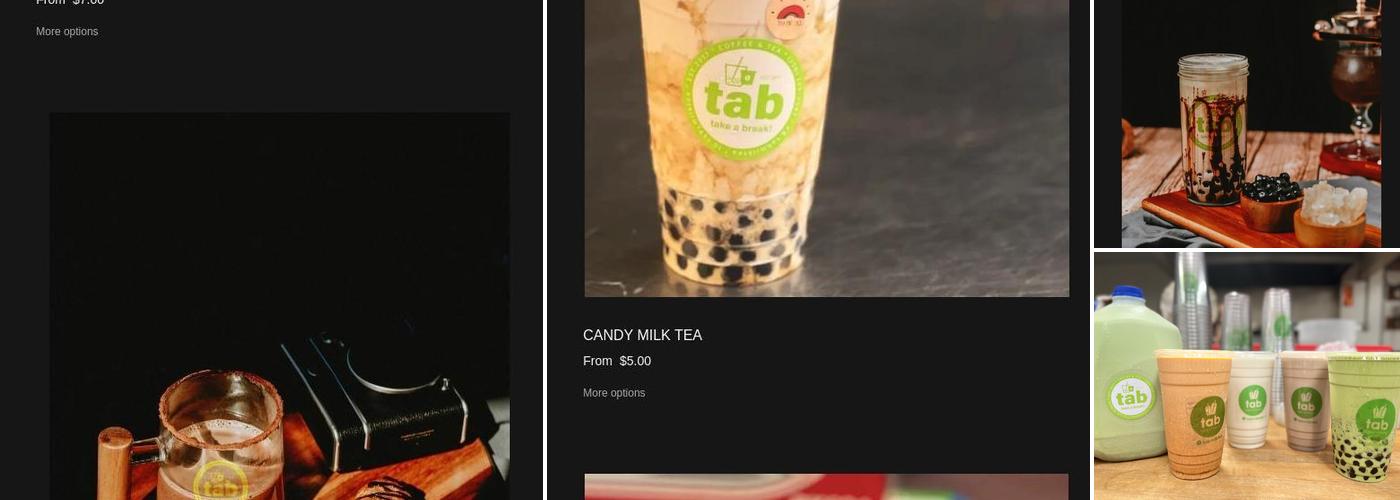 Tab milktea Menu