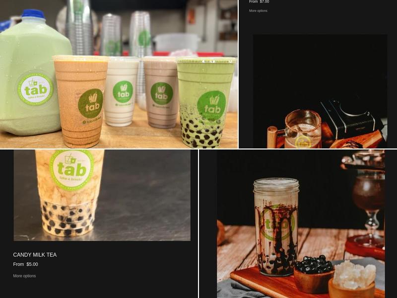 Tab milktea Menu