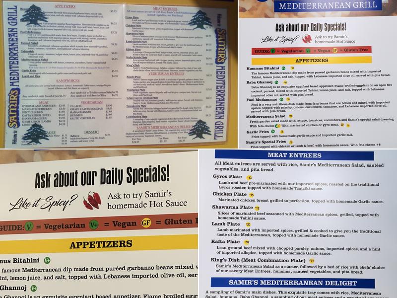 Samir's Mediterranean Grill Menu