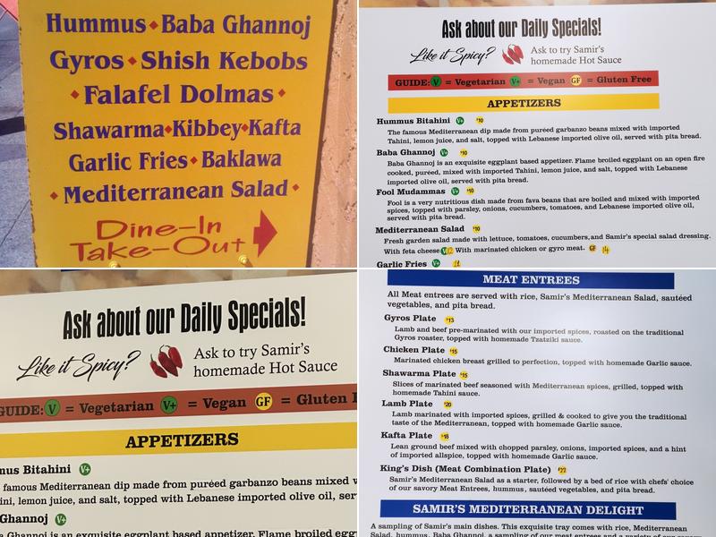 Samir's Mediterranean Grill Menu