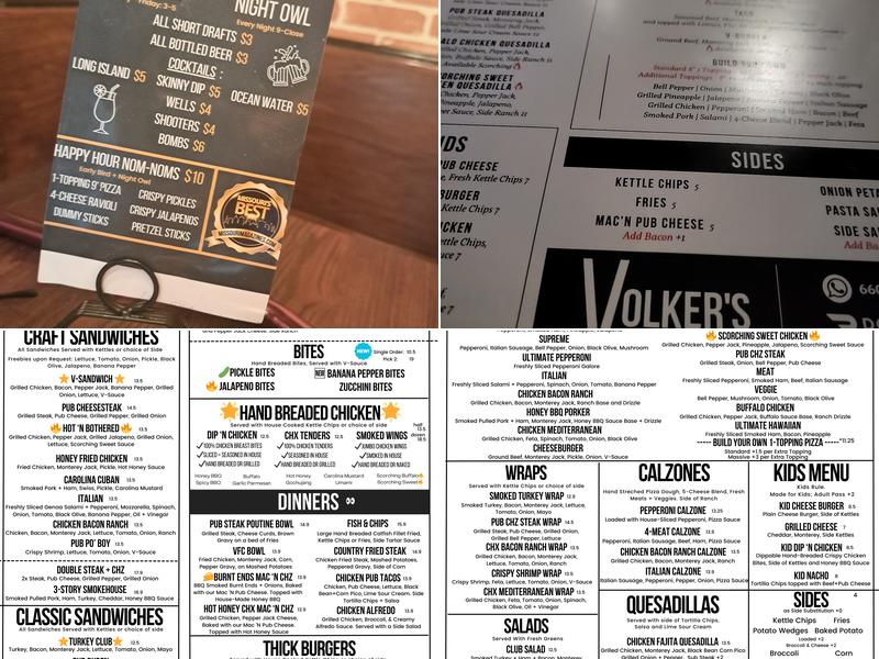 Volker's Eatery+Pub Menu
