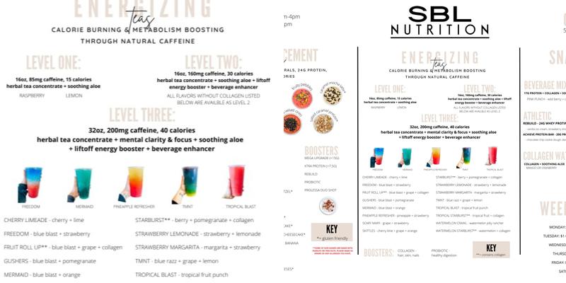 SBL Nutrition Menu