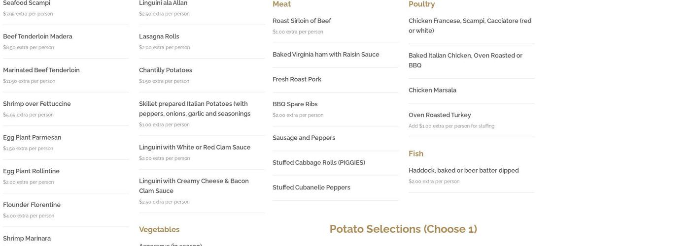 Klassic Catering Menu