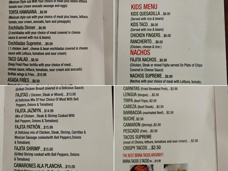 Taqueria La Sinaloense Menu