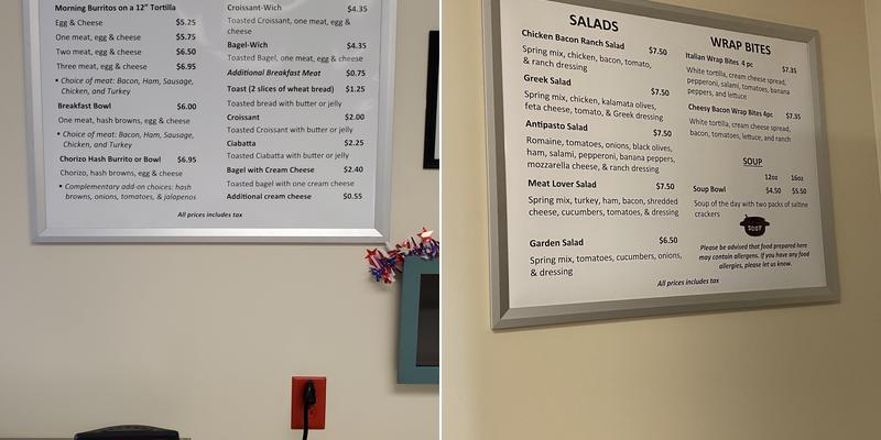 A's Cafe Menu