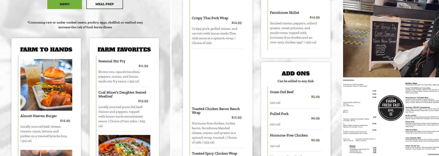 Farm Fresh Fast SVL Menu