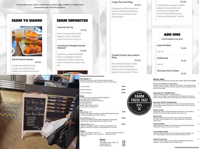 Farm Fresh Fast SVL Menu