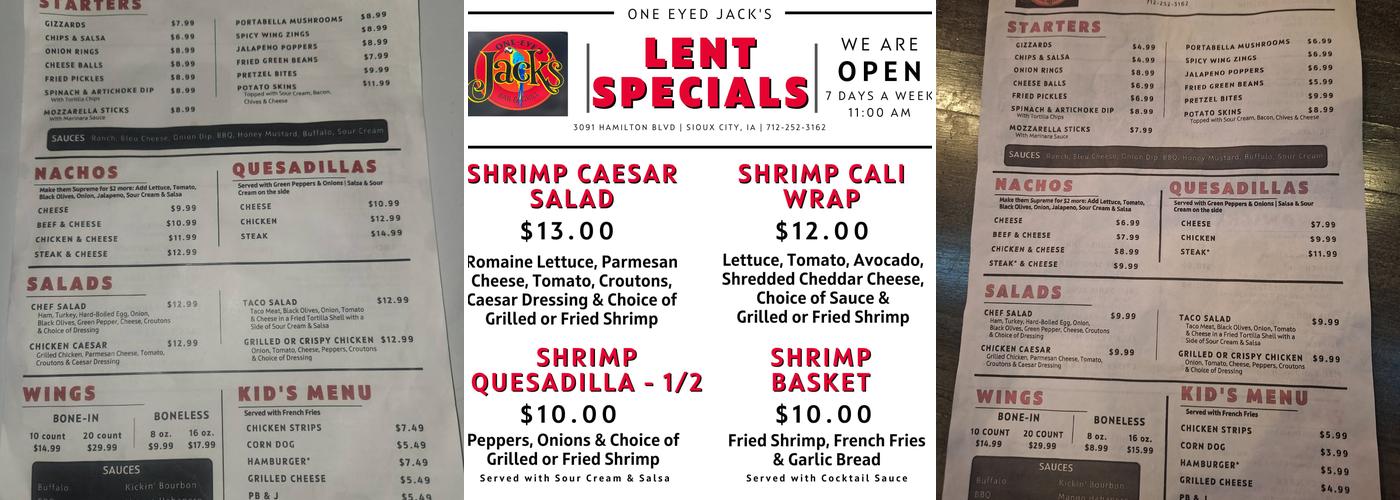 One-Eyed Jack's Menu