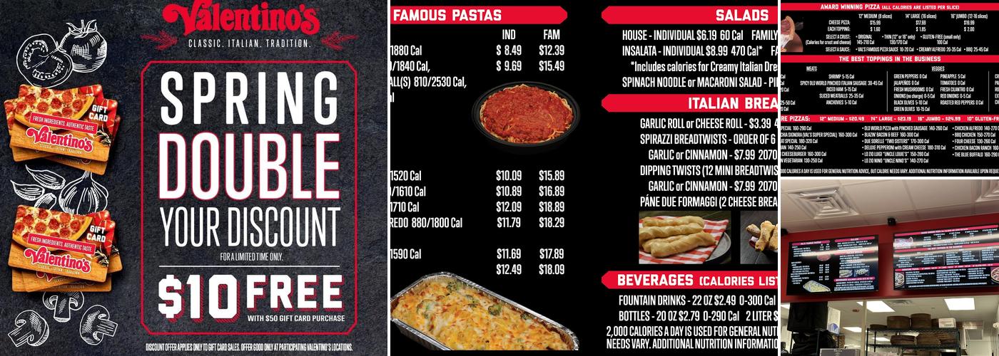 Valentino's Menu