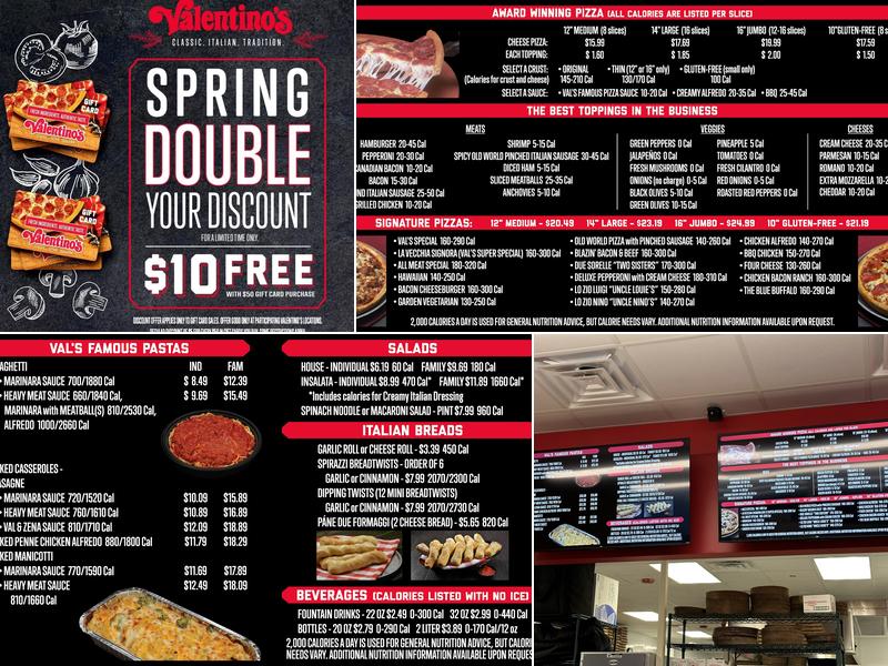 Valentino's Menu