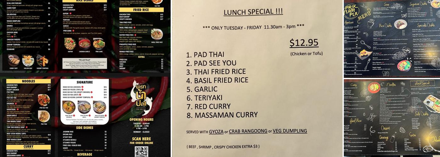 Prik Nam Pla Menu