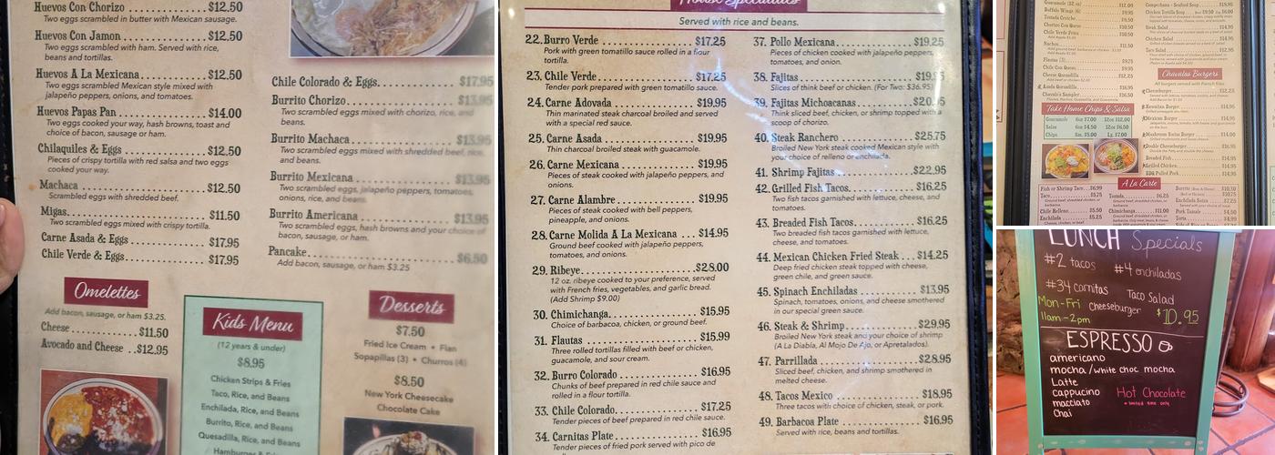 Los chavalos mexican restaurant Menu