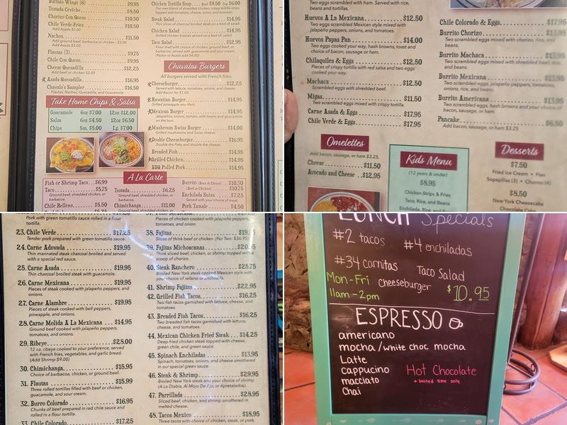 Los chavalos mexican restaurant Menu
