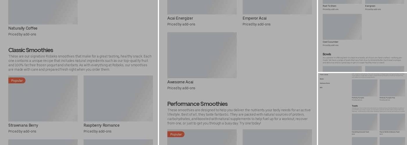 Robeks Fresh Juices & Smoothies Menu