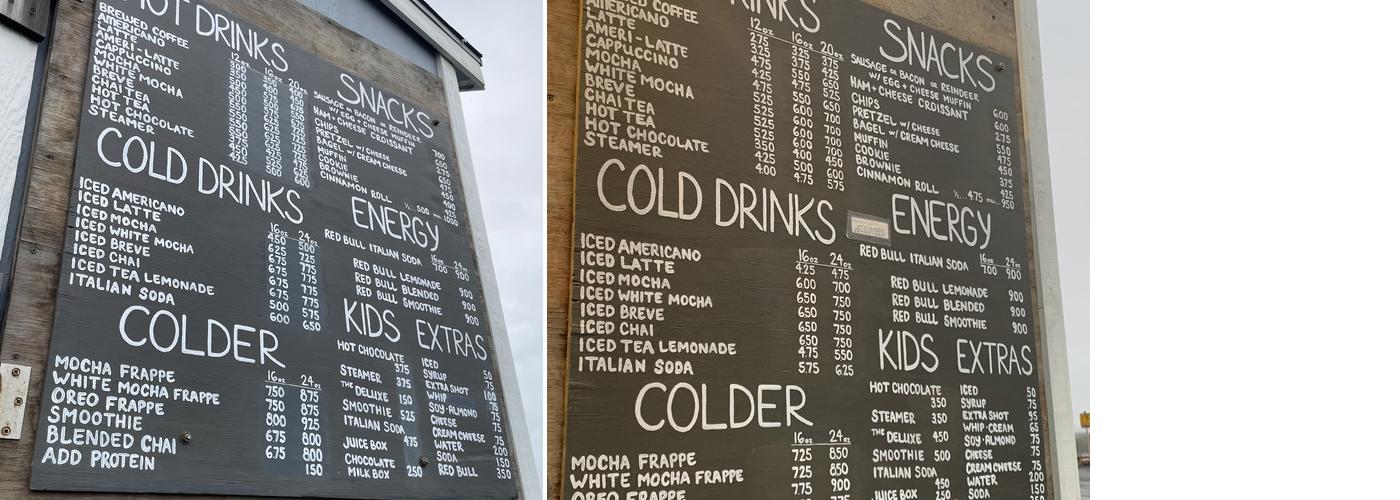 Tide Table Coffee Menu