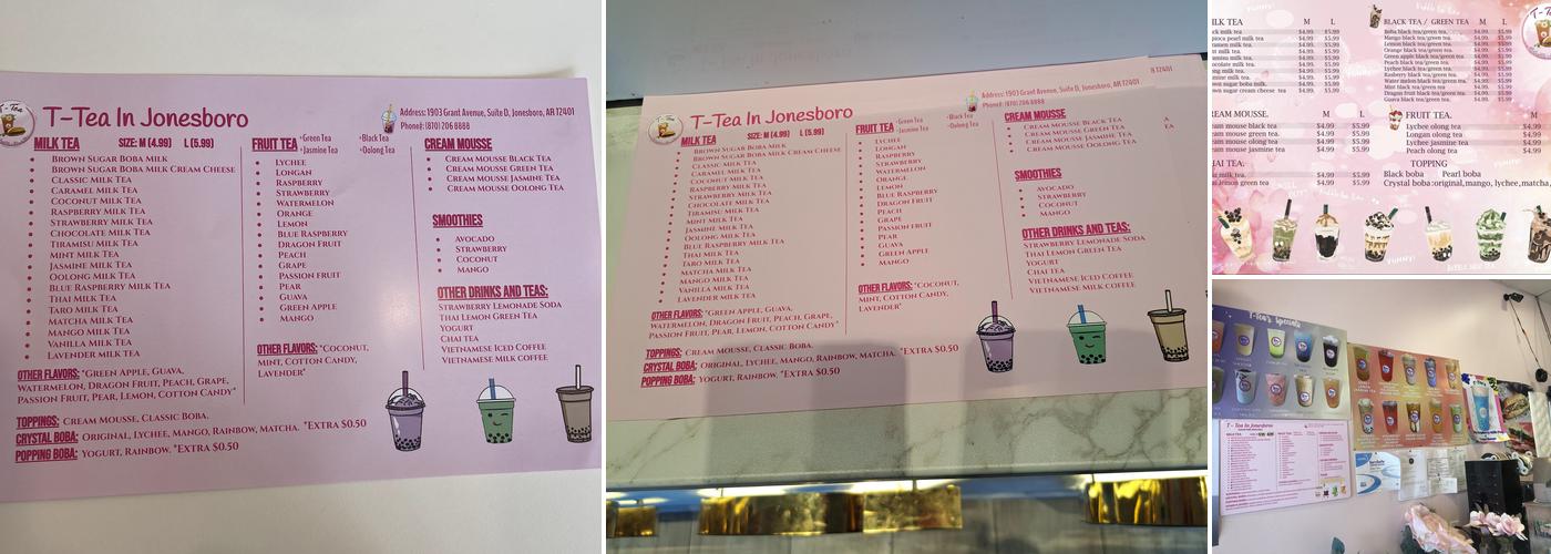 T-Tea in Jonesboro Menu