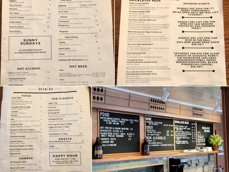 Bricklayer Brewing Menu
