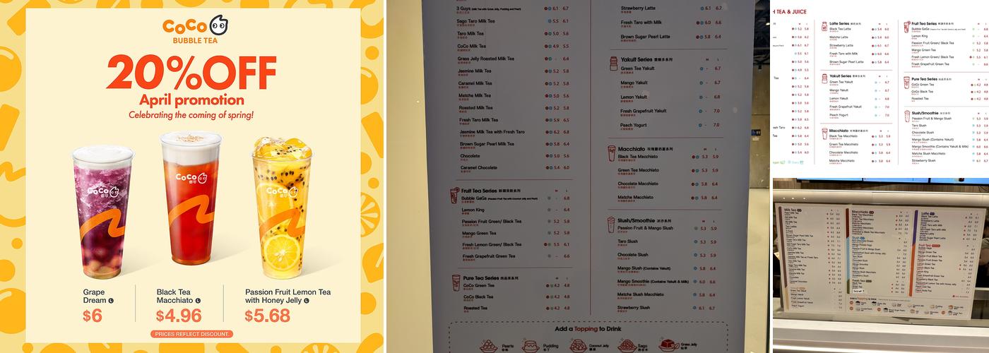 CoCo Bubble Tea（Clarke Road） Menu