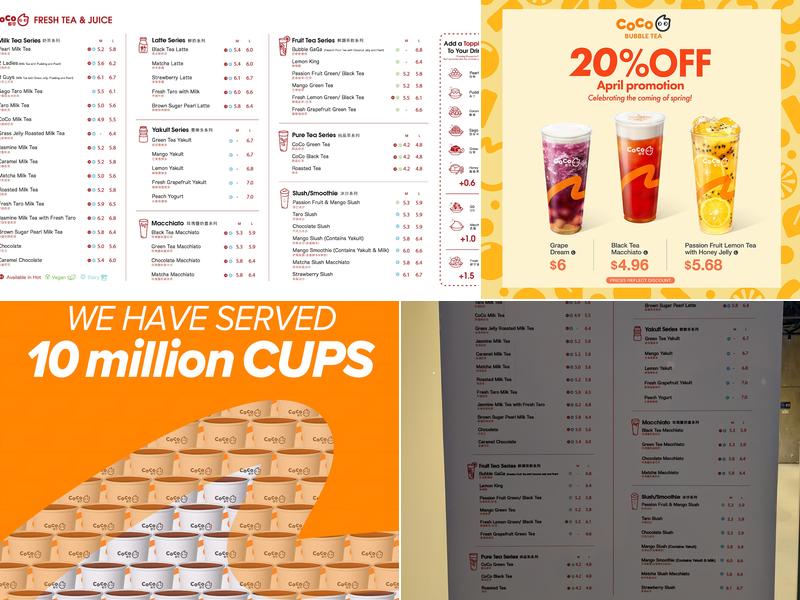 CoCo Bubble Tea（Clarke Road） Menu