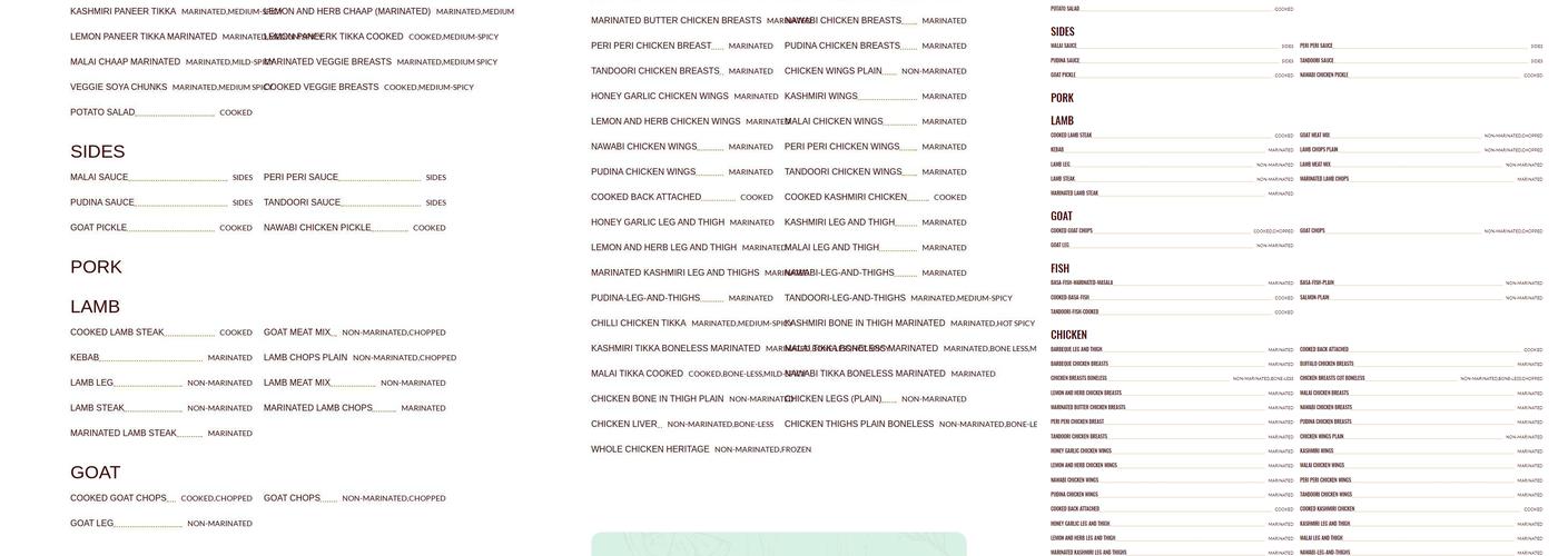 Garcha Bros Meat Shop & Poultry Menu