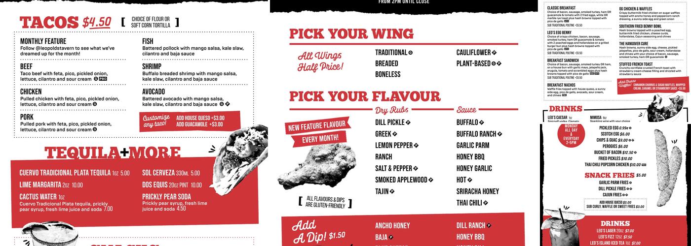 Leopold's Tavern Kelowna - Bernard Menu