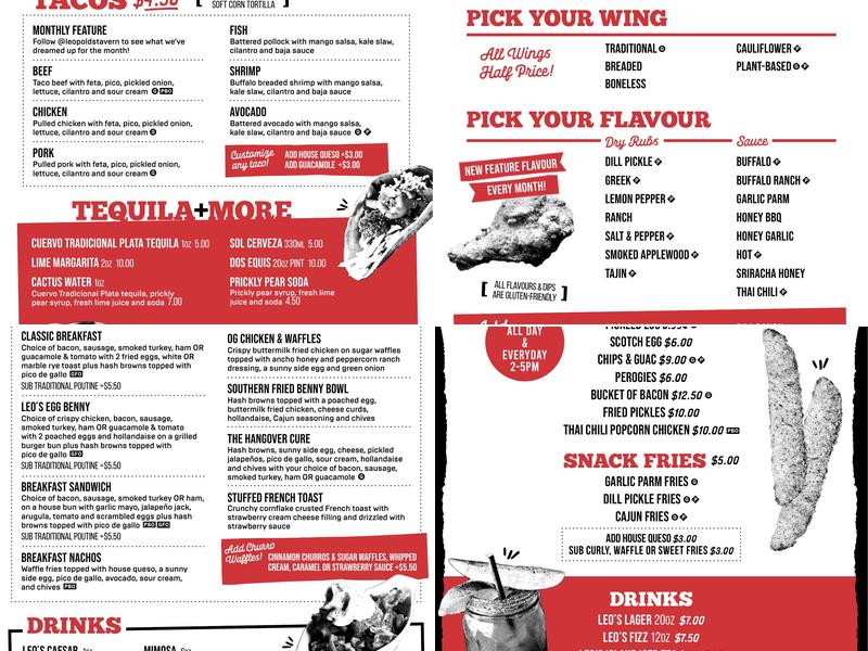 Leopold's Tavern Kelowna - Bernard Menu