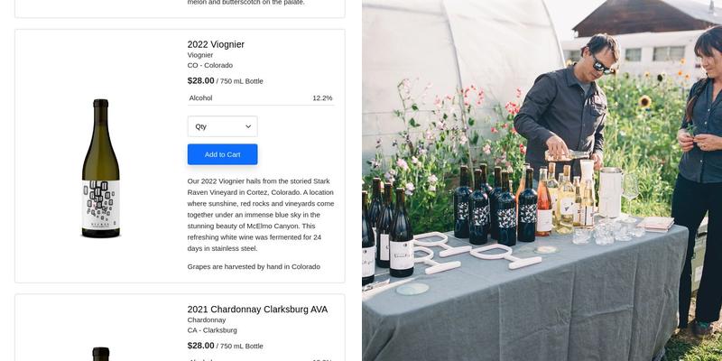 Buckel Family Wine Menu