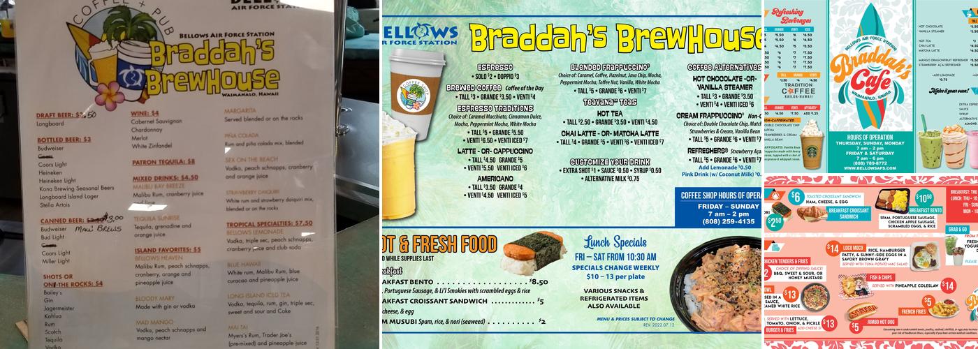 Braddah's BrewHouse Coffee Menu
