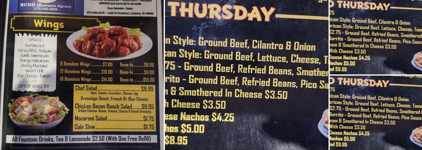 Caple's Bar & Grill Menu