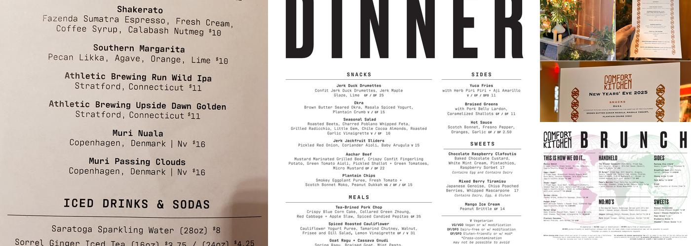 Comfort Kitchen Menu