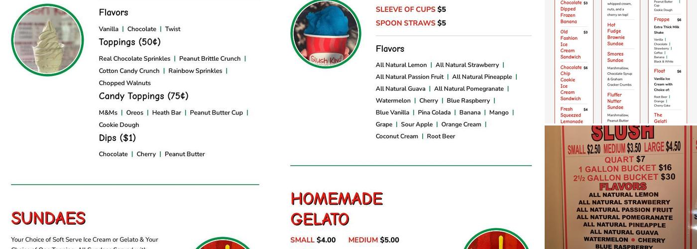 Slush King Menu