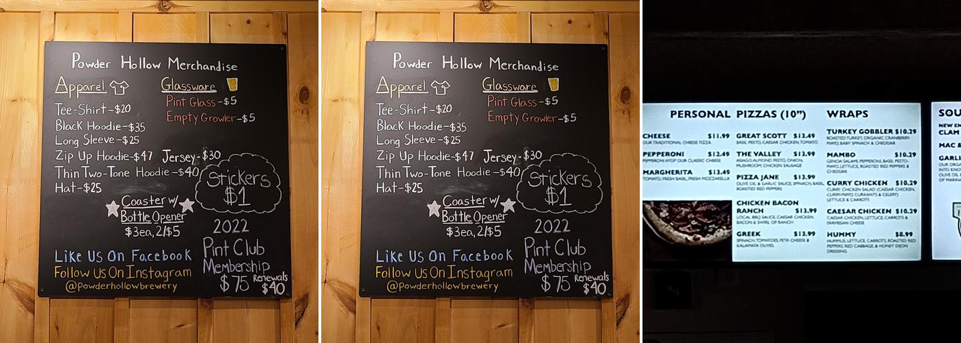 Powder Hollow Brewery Menu