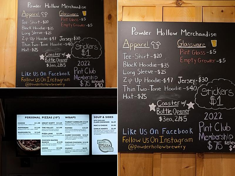 Powder Hollow Brewery Menu