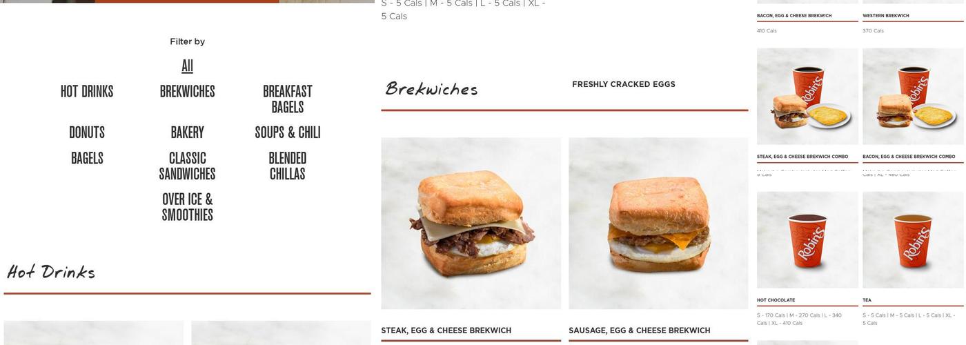 Robin's Donuts Menu