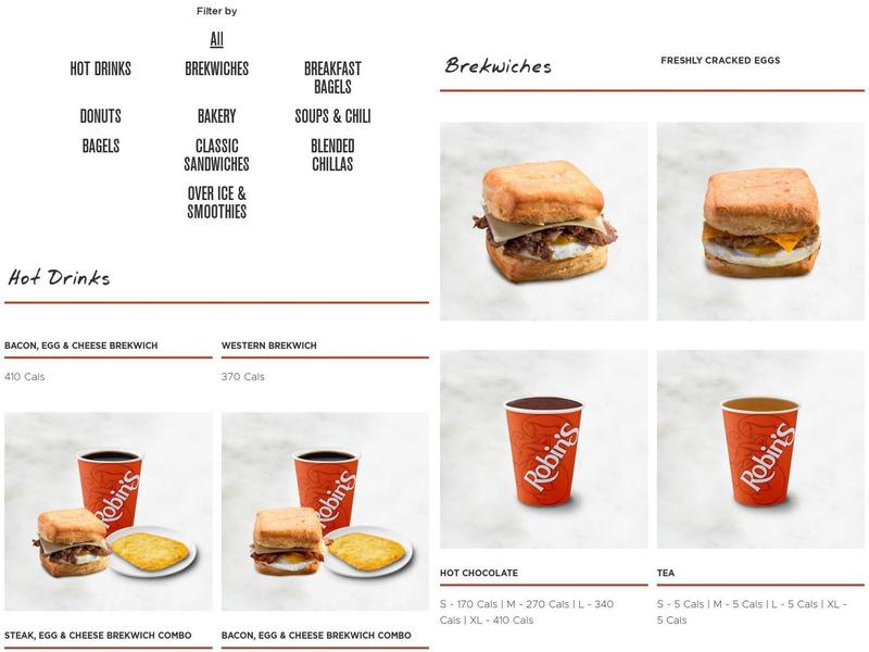Robins Donuts Menu